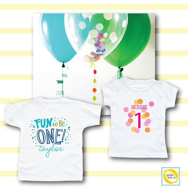 Parents Magazine recently offered some super balloon décor ideas and we paired them with our 1st birthday shirts, which can be worn at the party or given as personalized baby gifts.   http://www.petitelemon.com/blog/2014/06/05/balloon-party-ideas/